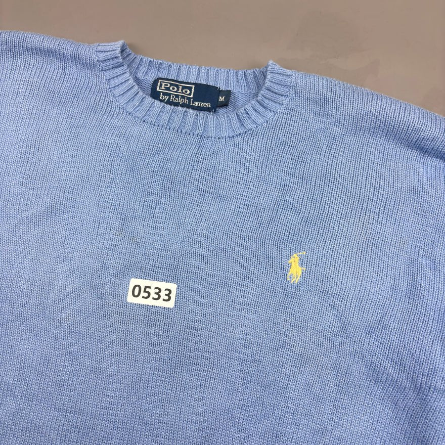 Light Blue Ralph Lauren Knitted Sweater - M - Very Good - Revaleur