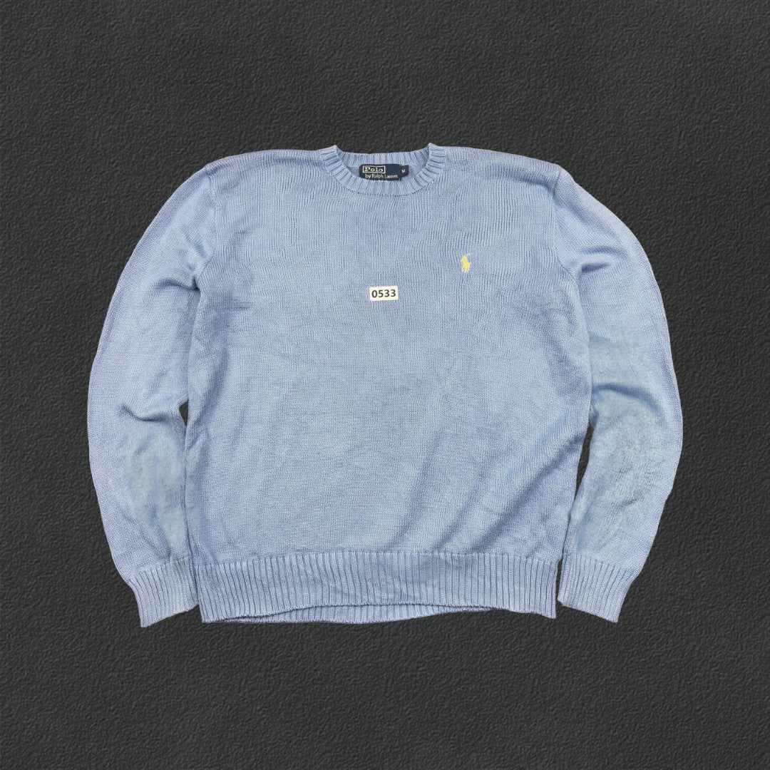 Light Blue Ralph Lauren Knitted Sweater - M - Very Good - Revaleur