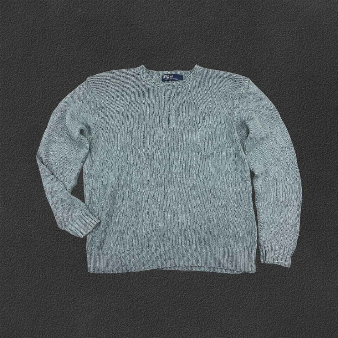 Light Blue Ralph Lauren Knitted Sweater - Men L - Very Good - Revaleur