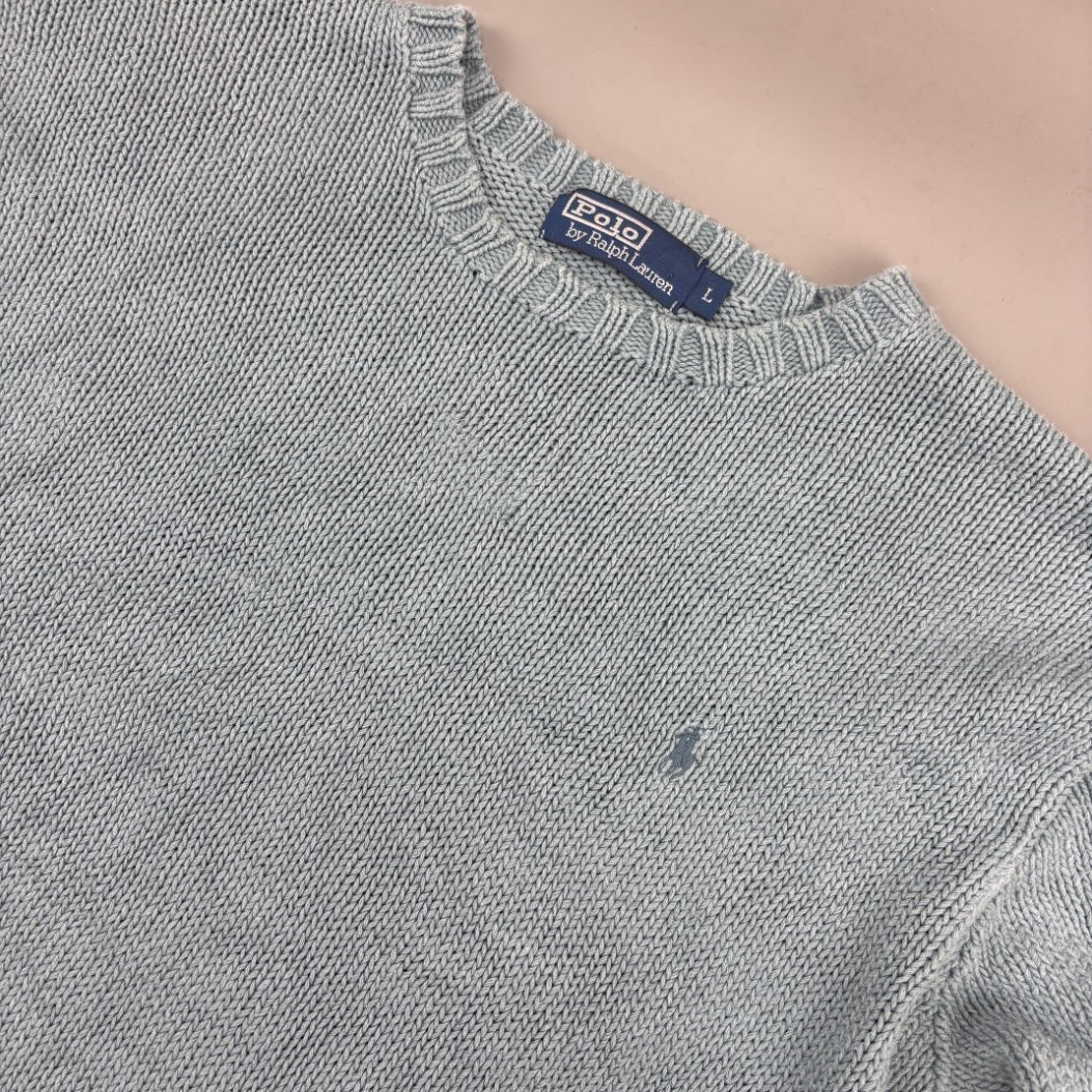 Light Blue Ralph Lauren Knitted Sweater - Men L - Very Good - Revaleur