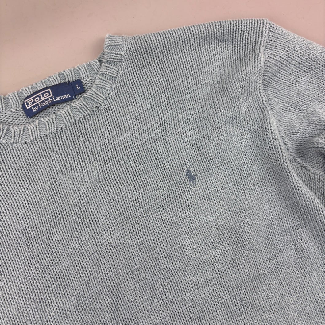 Light Blue Ralph Lauren Knitted Sweater - Men L - Very Good - Revaleur