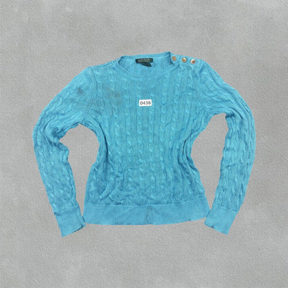 Light Blue Ralph Lauren Knitted Sweater - Women M - Very Good - Revaleur