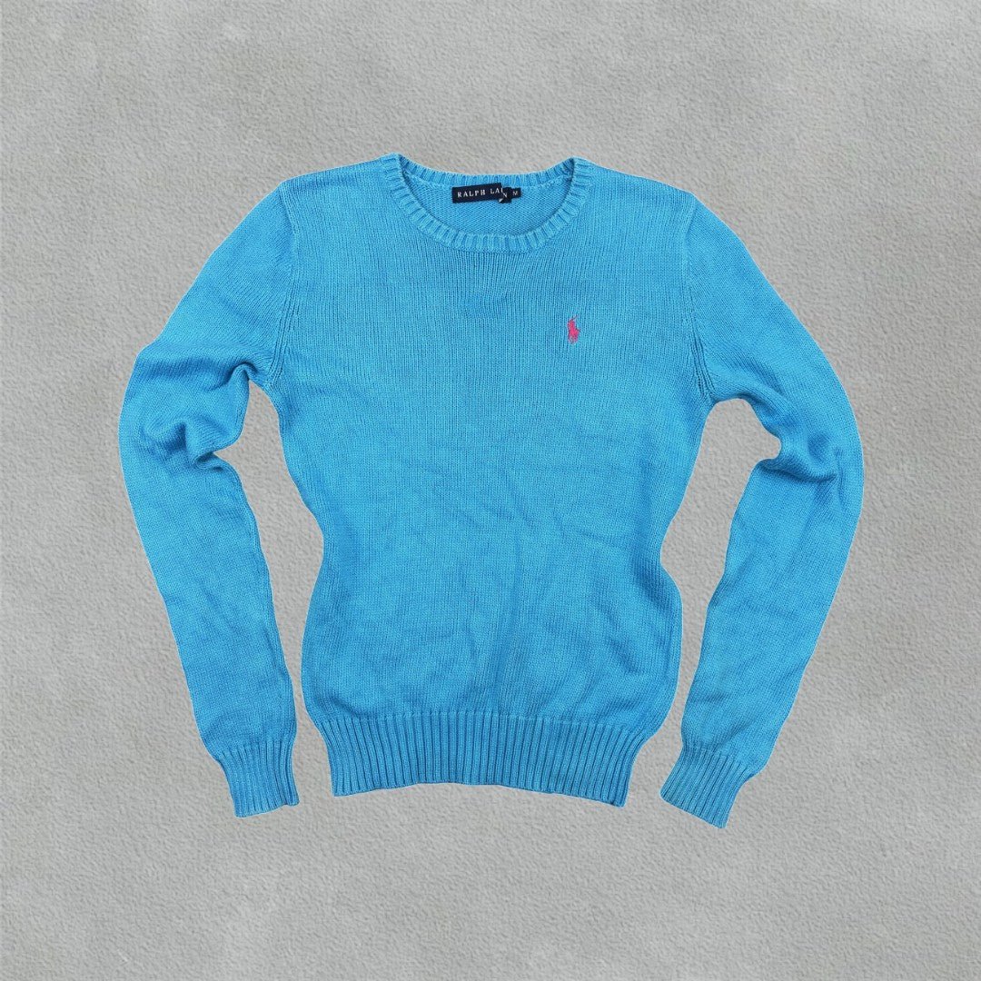 Light Blue Ralph Lauren Knitted Sweater - Women M - Very Good - Revaleur