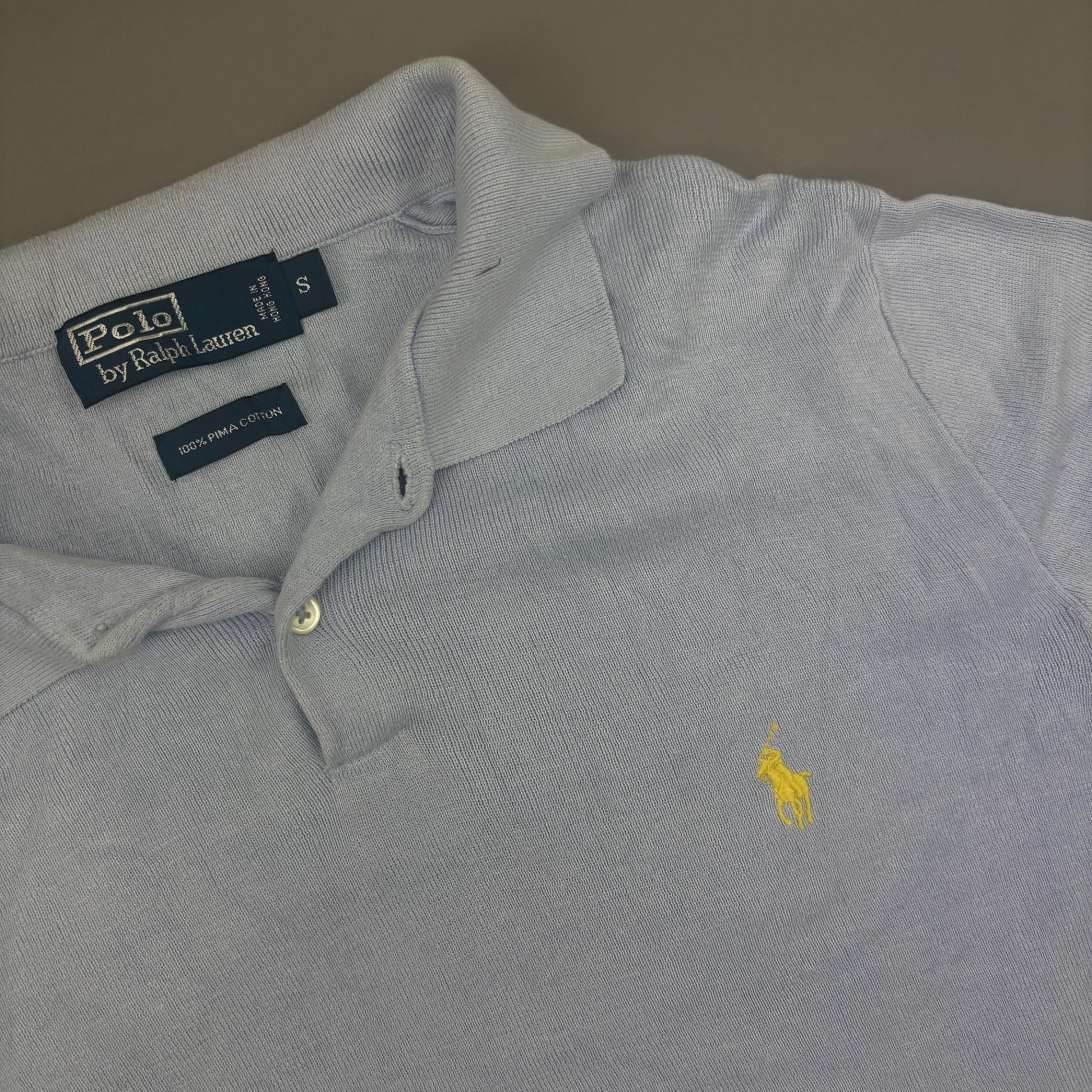 Light Blue Ralph Lauren Longsleeve Polo Shirt - Men S - Very Good - Revaleur