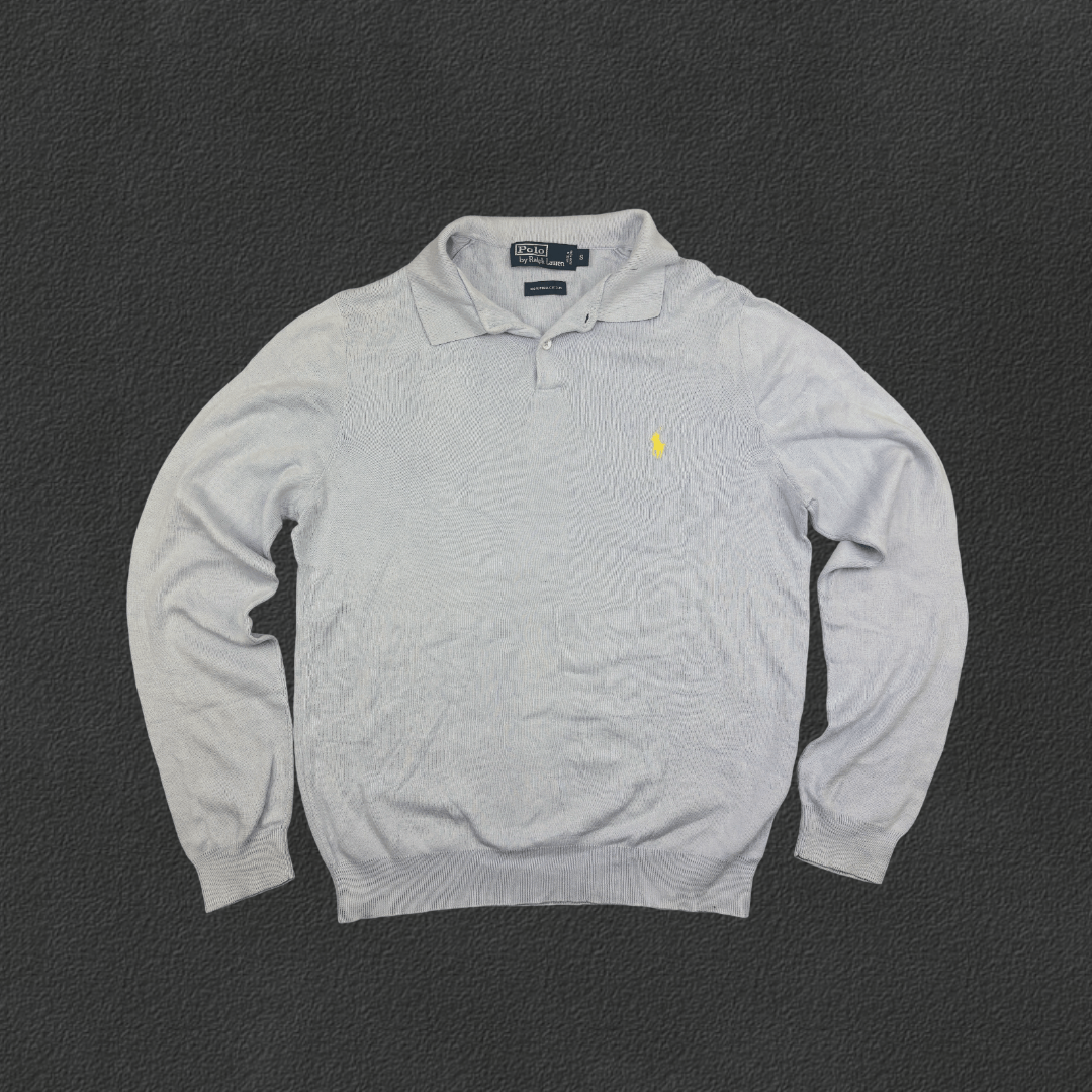 Light Blue Ralph Lauren Longsleeve Polo Shirt - Men S - Very Good - Revaleur