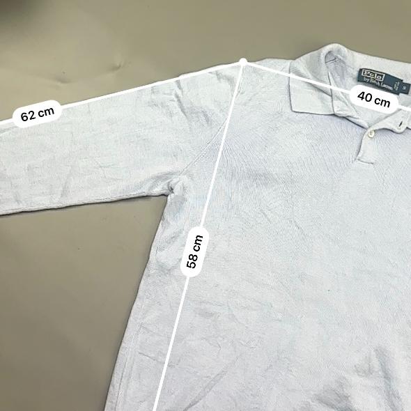 Light Blue Ralph Lauren Longsleeve Polo Shirt - Men S - Very Good - Revaleur