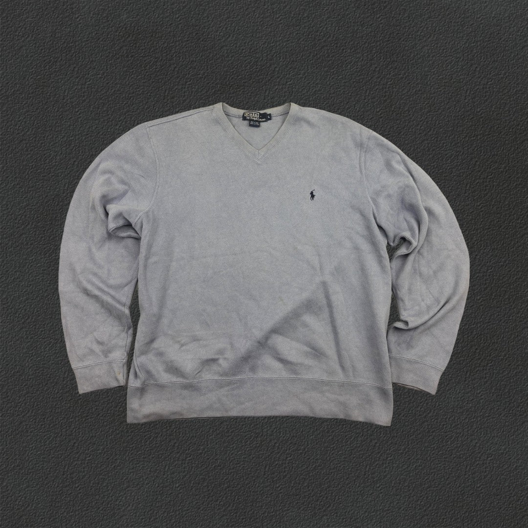 Light Blue Ralph Lauren V - neck Sweater - Men L - Very Good - Revaleur