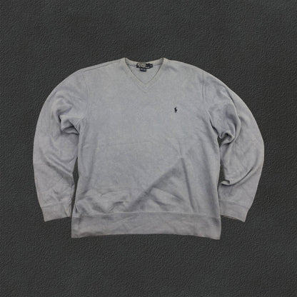 Light Blue Ralph Lauren V - neck Sweater - Men L - Very Good - Revaleur