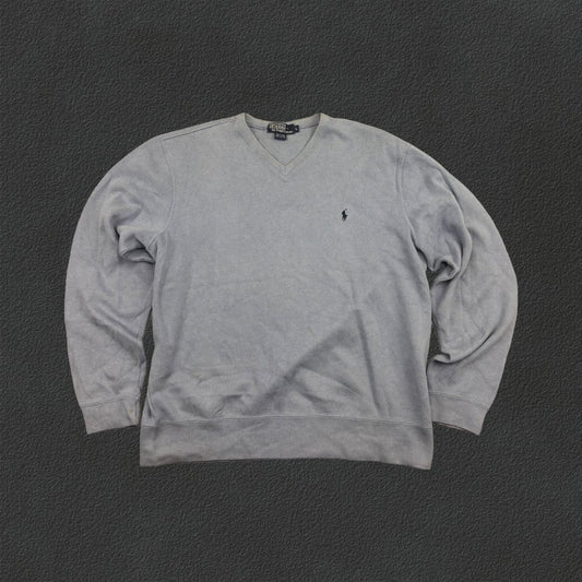 Light Blue Ralph Lauren V - neck Sweater - Men L - Very Good - Revaleur