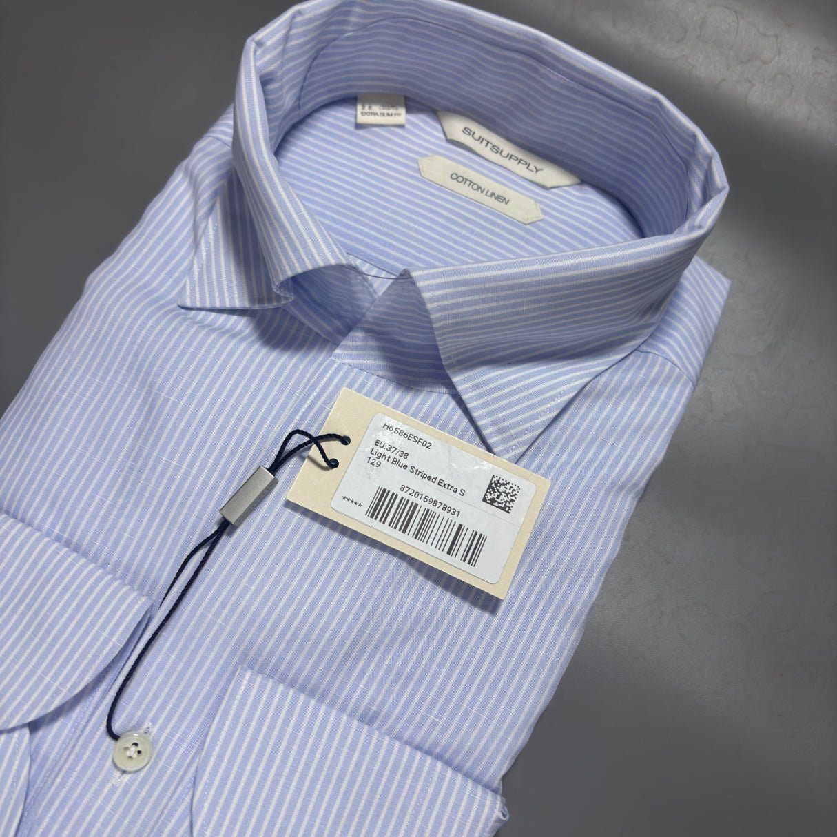 Light Blue Striped Shirt Suitsupply - W37/38 - New With Tags - Revaleur