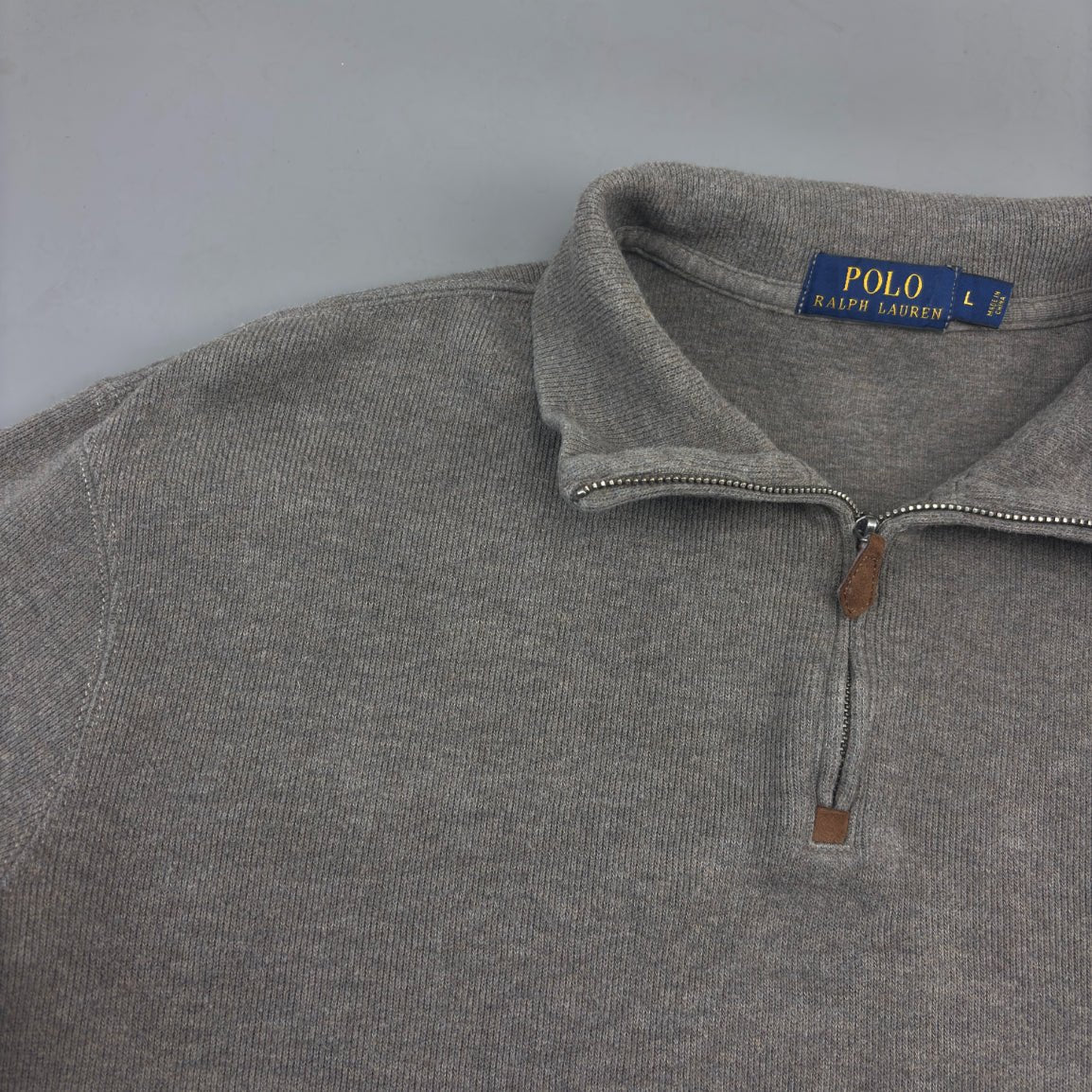 Light Brown Ralph Lauren Half Zip - Men L - Very Good - Revaleur