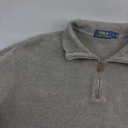 Light Brown Ralph Lauren Half Zip - Men L - Very Good - Revaleur