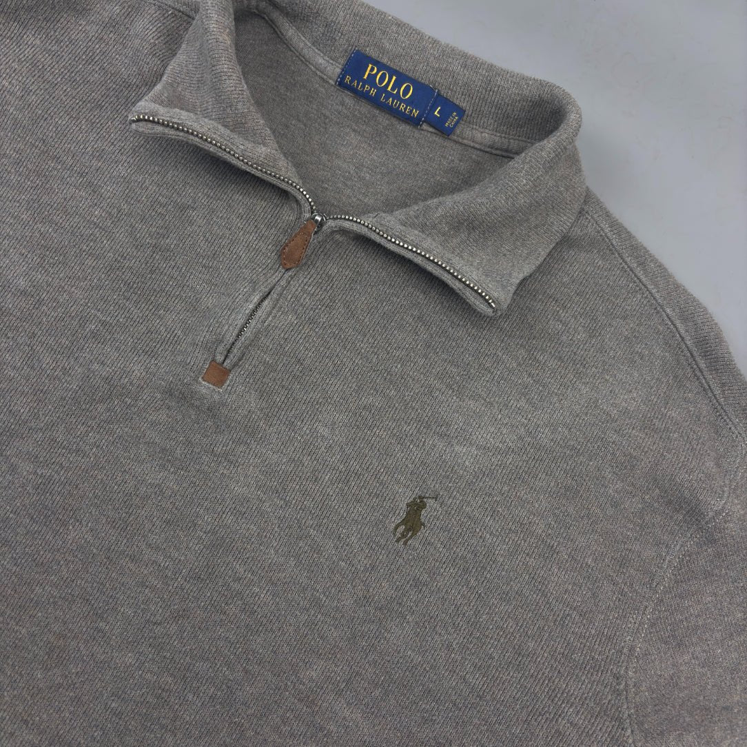 Light Brown Ralph Lauren Half Zip - Men L - Very Good - Revaleur