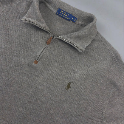 Light Brown Ralph Lauren Half Zip - Men L - Very Good - Revaleur