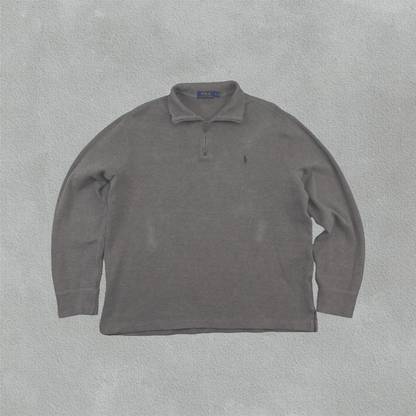 Light Brown Ralph Lauren Half Zip - Men L - Very Good - Revaleur