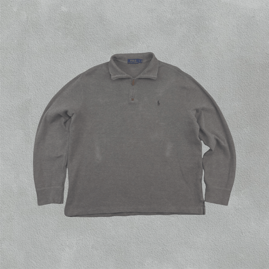 Light Brown Ralph Lauren Half Zip - Men L - Very Good - Revaleur