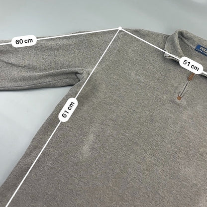 Light Brown Ralph Lauren Half Zip - Men L - Very Good - Revaleur