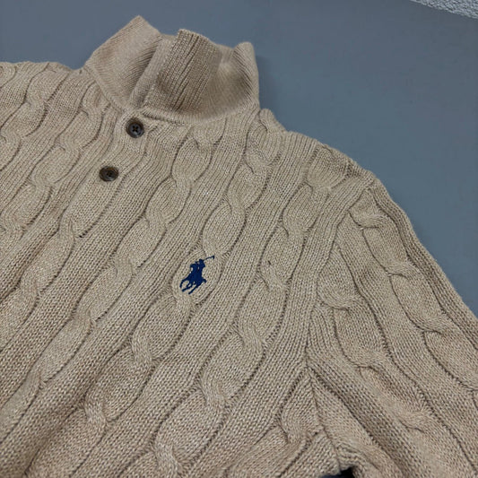 Light Brown Ralph Lauren Knitted T-Shirt - Women XS - Very Good - Revaleur