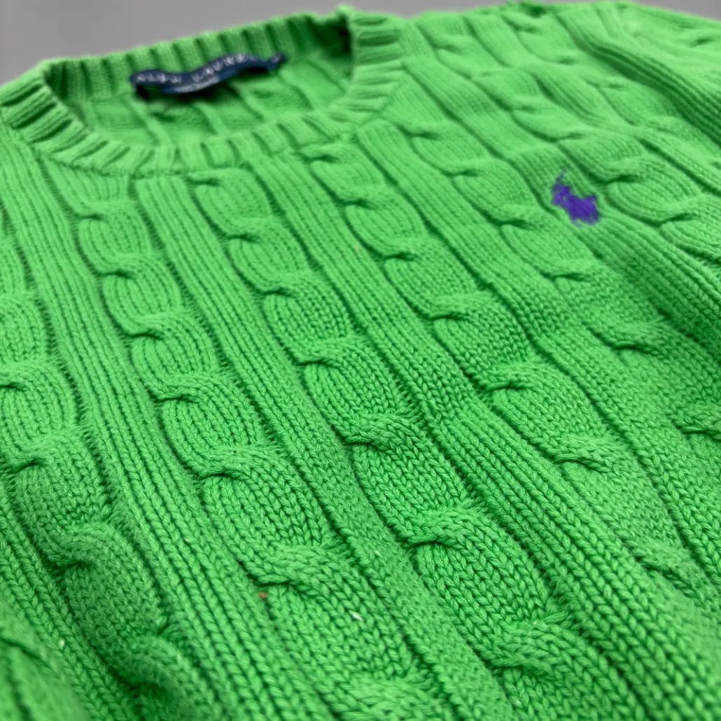 Light Green Ralph Lauren Knitted Sweater - M - Very Good Condition - Revaleur