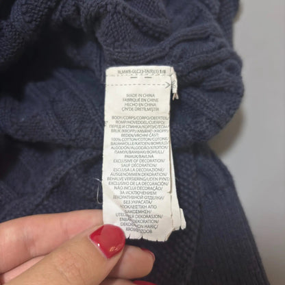 Navy Blue Cable - Knit Cardigan with Ruffle Hem - XL (Kids) - Excellent Condition - Revaleur