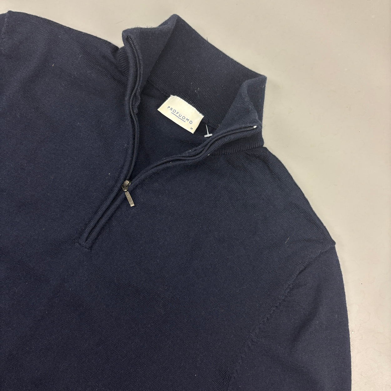 Navy Profuomo Half Zip - Men M - New - Revaleur