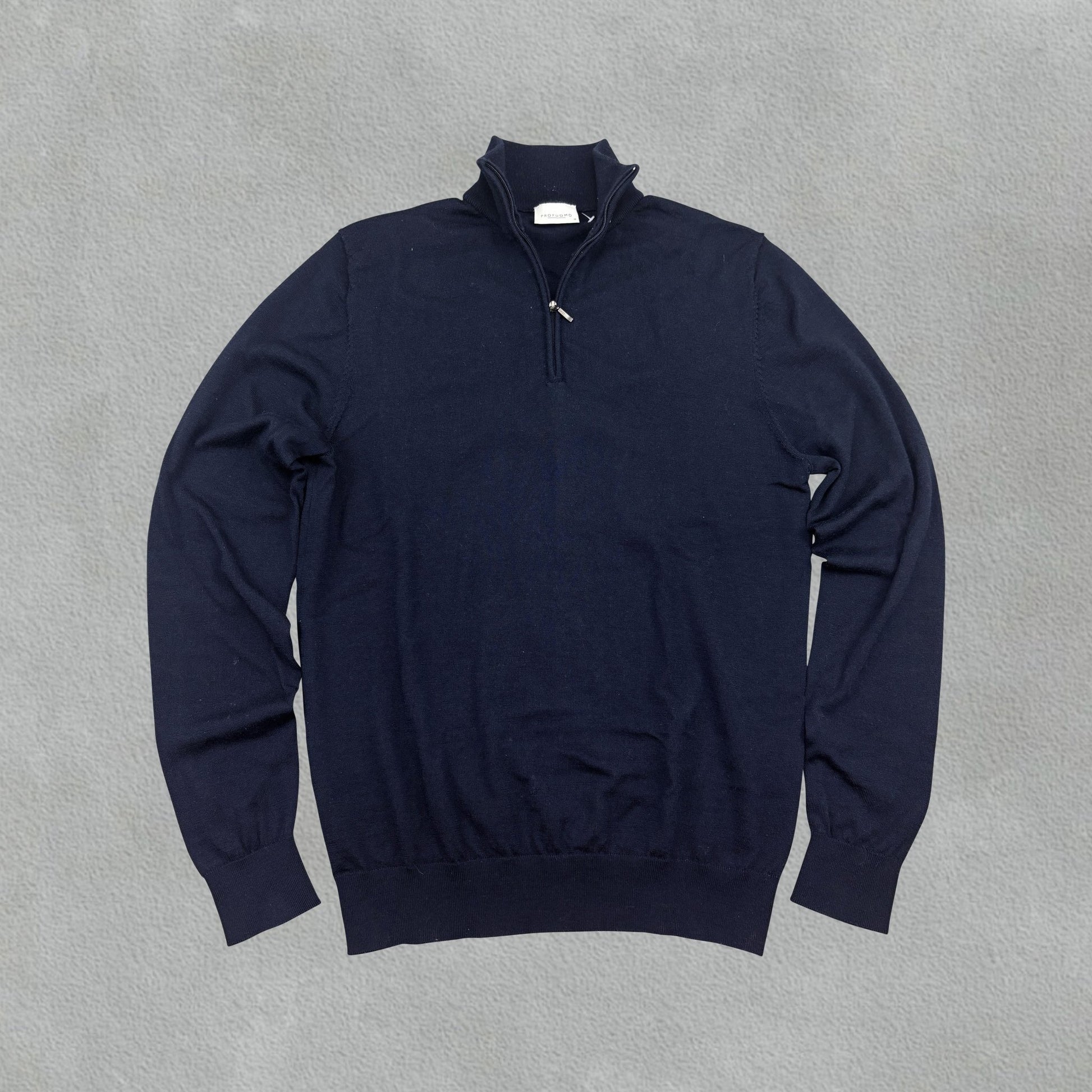 Navy Profuomo Half Zip - Men M - New - Revaleur