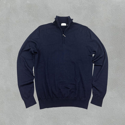 Navy Profuomo Half Zip - Men M - New - Revaleur