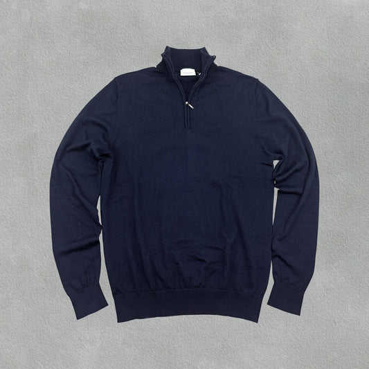 Navy Profuomo Half Zip - Men M - New - Revaleur