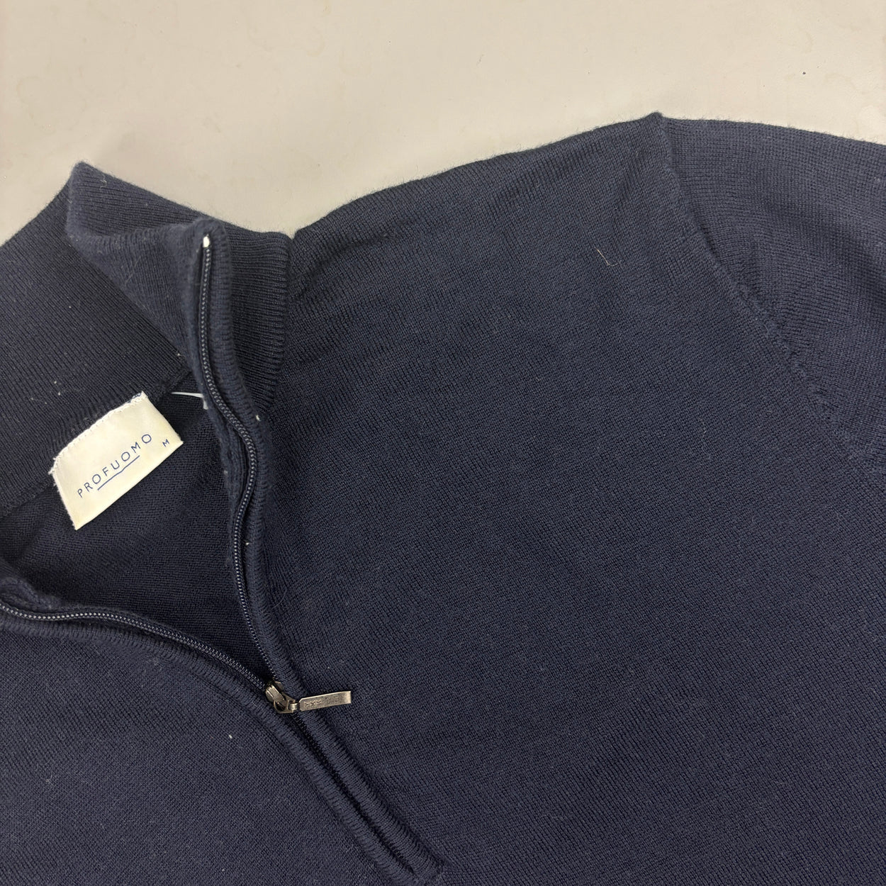 Navy Profuomo Half Zip - Men M - New - Revaleur