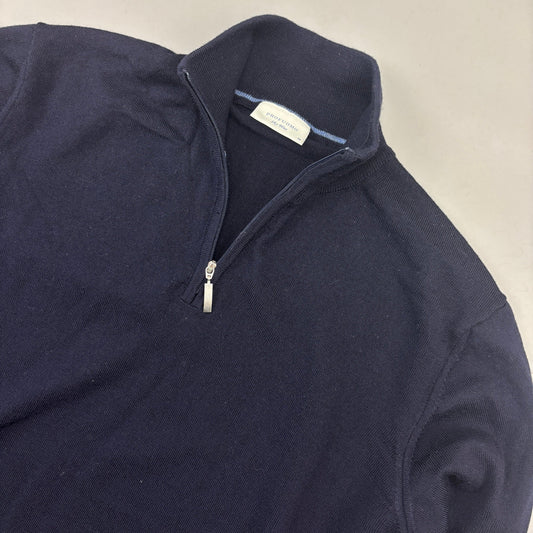 Navy Profuomo Half Zip - Men M - Very Good - Revaleur