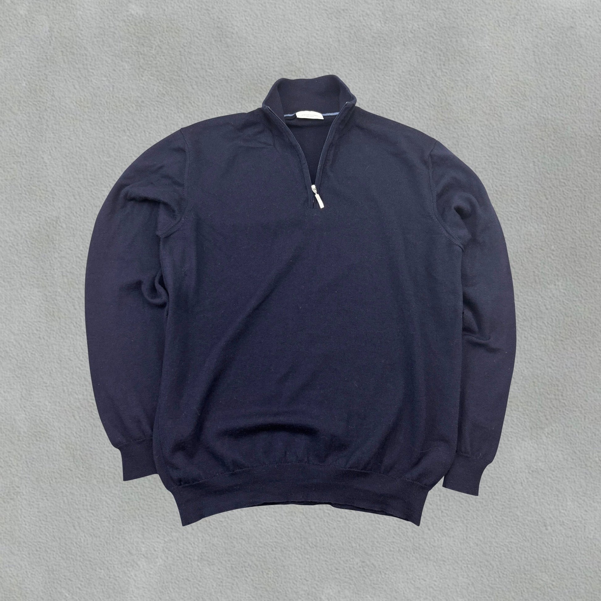Navy Profuomo Half Zip - Men M - Very Good - Revaleur