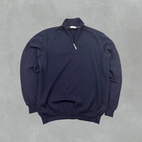 Navy Profuomo Half Zip - Men M - Very Good - Revaleur