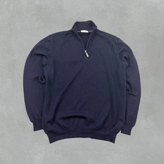 Navy Profuomo Half Zip - Men M - Very Good - Revaleur