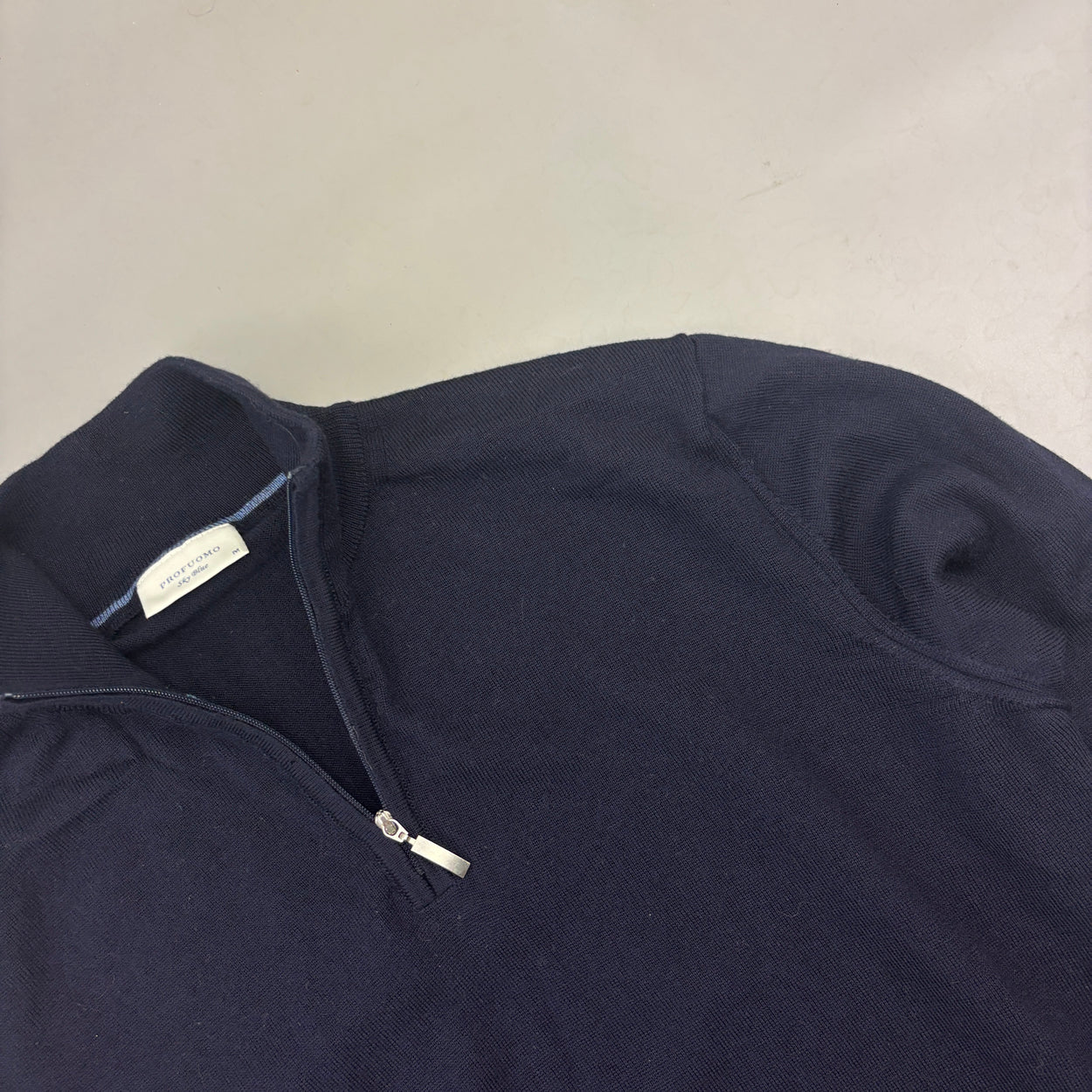 Navy Profuomo Half Zip - Men M - Very Good - Revaleur