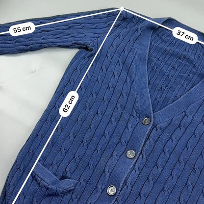 Navy Ralph Lauren Cable Knit Cardigan - M - Excellent Condition - Revaleur