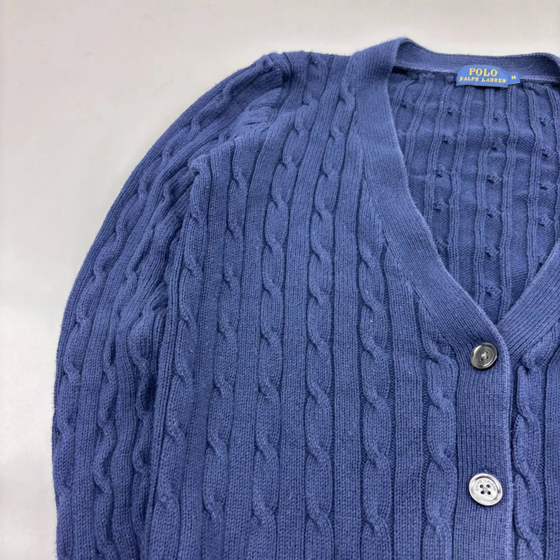 Navy Ralph Lauren Cable Knit Cardigan - M - Excellent Condition - Revaleur