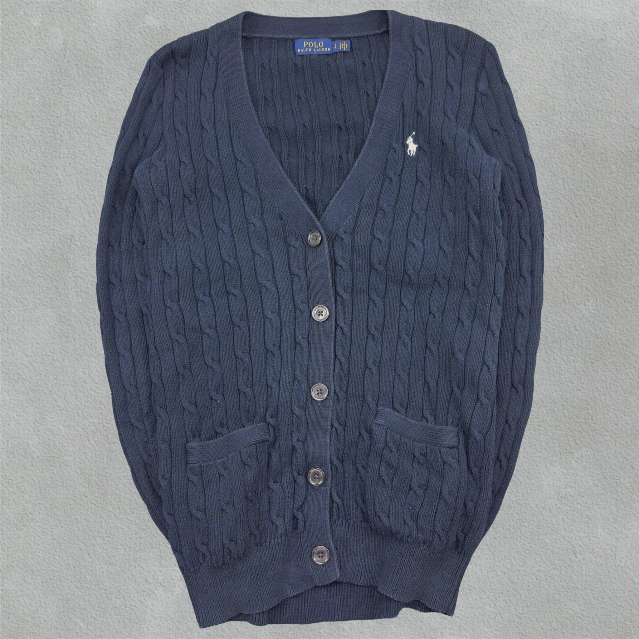 Navy Ralph Lauren Knitted Cardigan - S - Excellent Condition - Revaleur