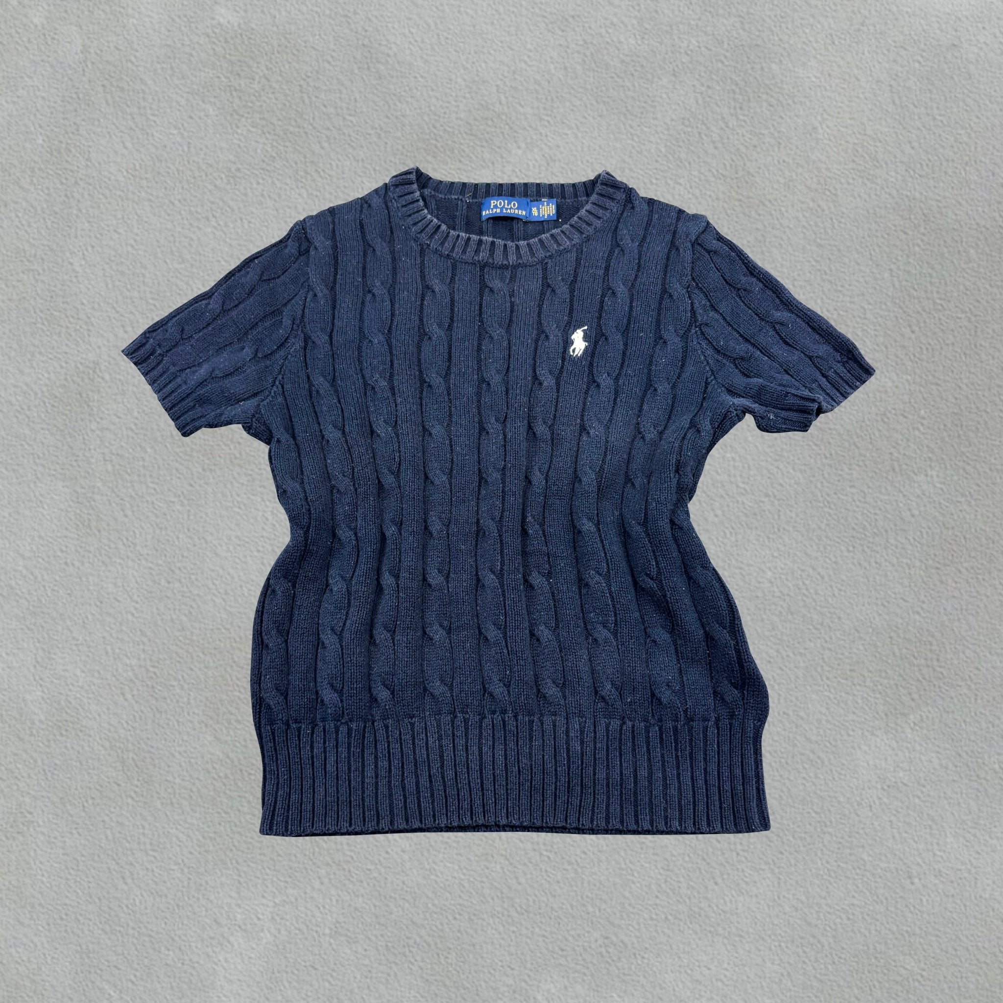 Navy Ralph Lauren Knitted T-Shirt - Women XL - Very Good - Revaleur