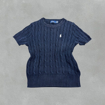 Navy Ralph Lauren Knitted T-Shirt - Women XL - Very Good - Revaleur