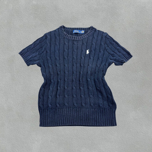 Navy Ralph Lauren Knitted T-Shirt - Women XL - Very Good - Revaleur