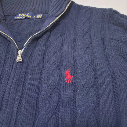 Navy Ralph Lauren Knitted Zip Vest - XL - Excellent Condition - Revaleur