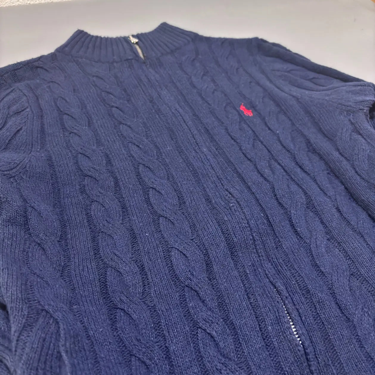 Navy Ralph Lauren Knitted Zip Vest - XL - Excellent Condition - Revaleur