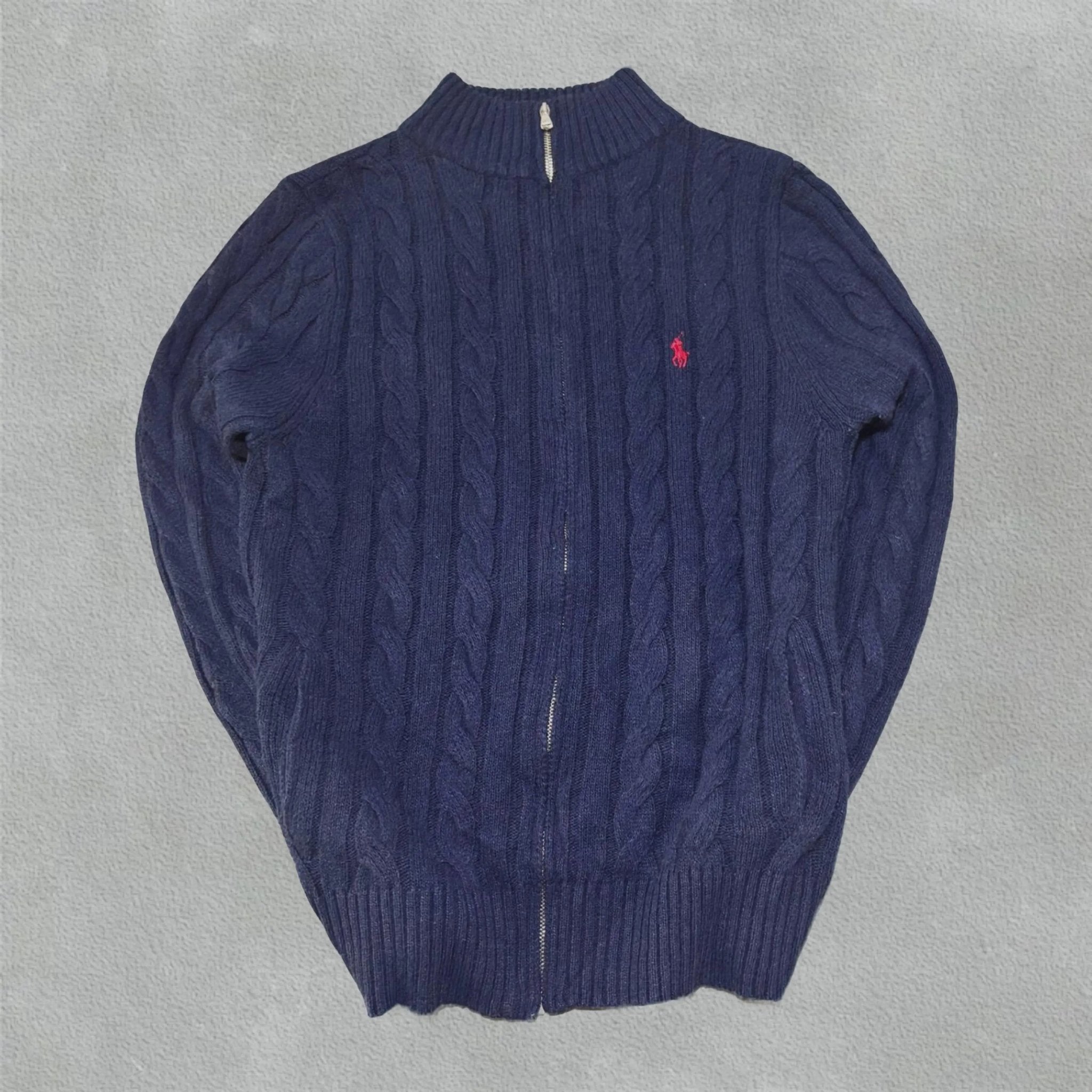 Navy Ralph Lauren Knitted Zip Vest - XL - Excellent Condition - Revaleur