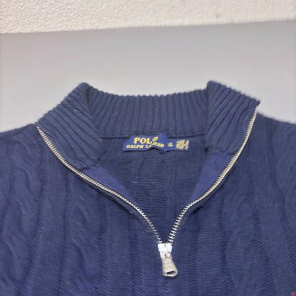 Navy Ralph Lauren Knitted Zip Vest - XL - Excellent Condition - Revaleur