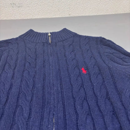 Navy Ralph Lauren Knitted Zip Vest - XL - Excellent Condition - Revaleur