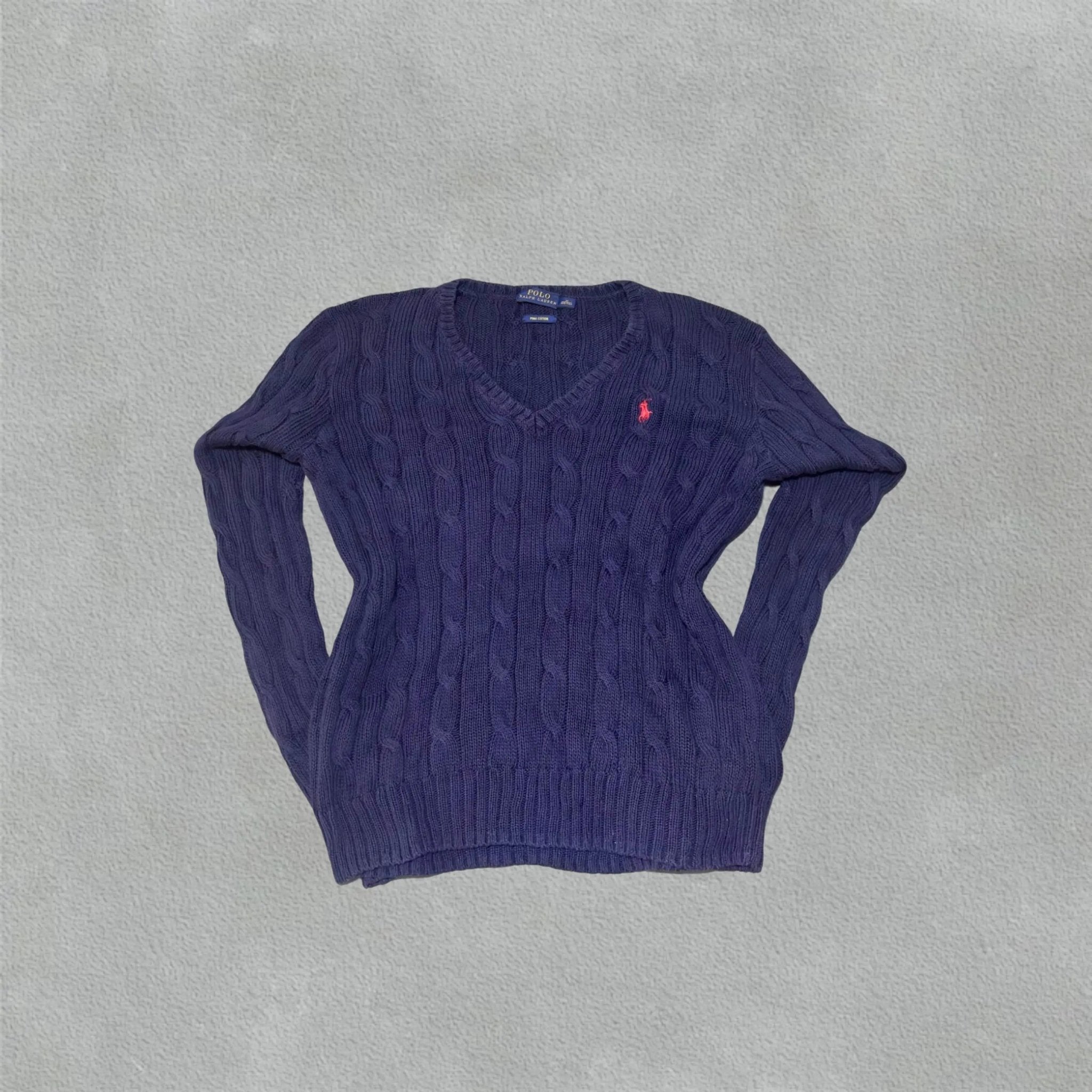 Navy Ralph Lauren V - neck Knitted Sweater - M - New, Never Worn - Revaleur