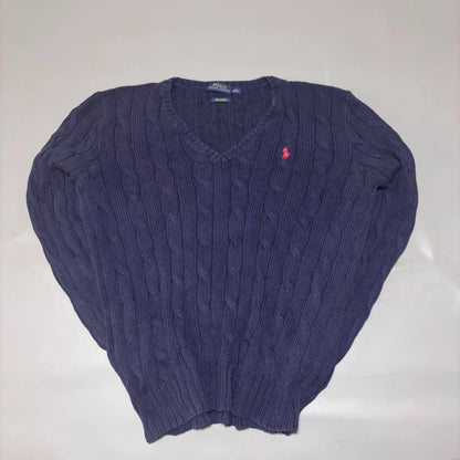 Navy Ralph Lauren V - neck Knitted Sweater - M - New, Never Worn - Revaleur