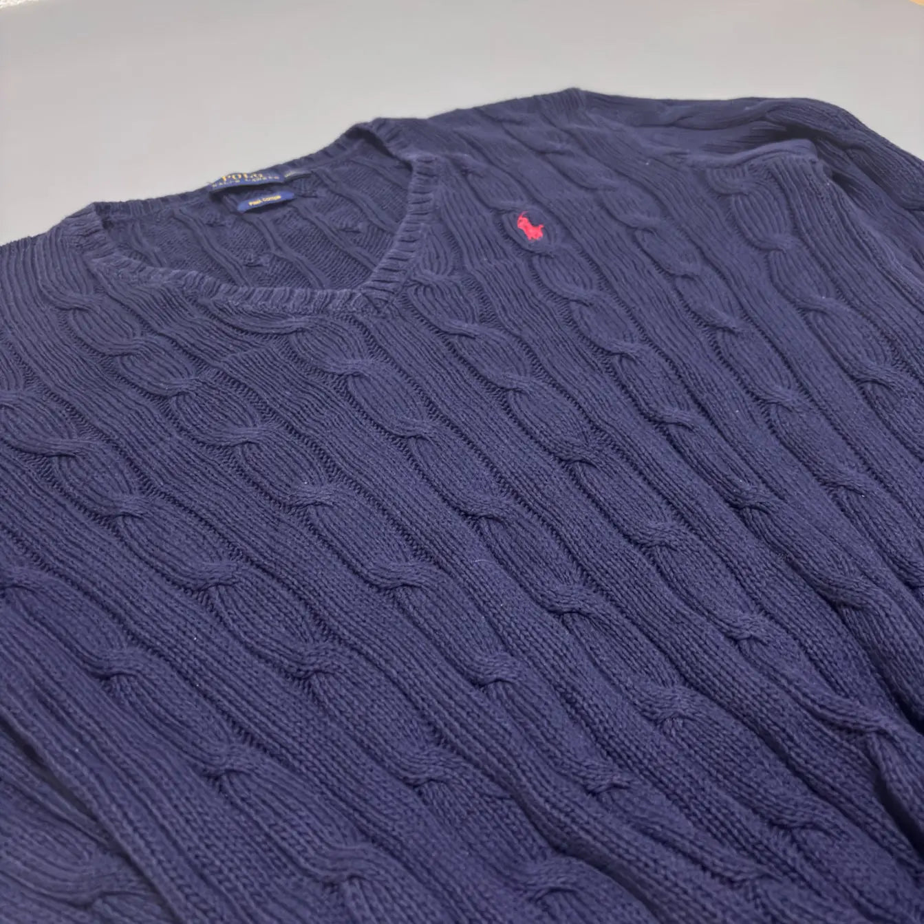 Navy Ralph Lauren V - neck Knitted Sweater - M - New, Never Worn - Revaleur