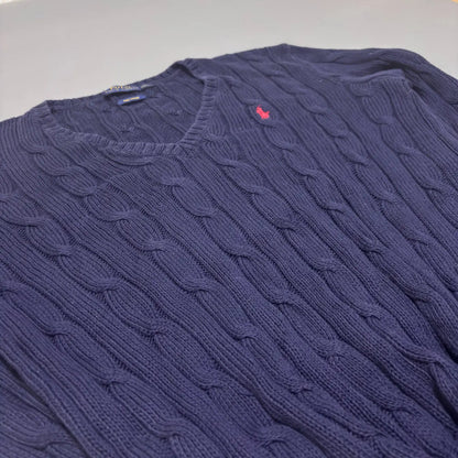 Navy Ralph Lauren V - neck Knitted Sweater - M - New, Never Worn - Revaleur