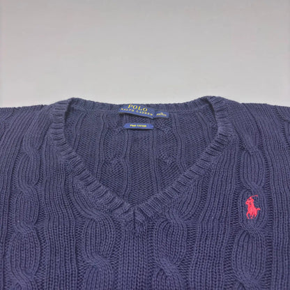 Navy Ralph Lauren V - neck Knitted Sweater - M - New, Never Worn - Revaleur